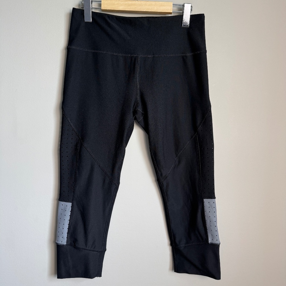 RBX Womens Pull On Pant Jogger Style Athletic Capri Leggings Vented Black Size M